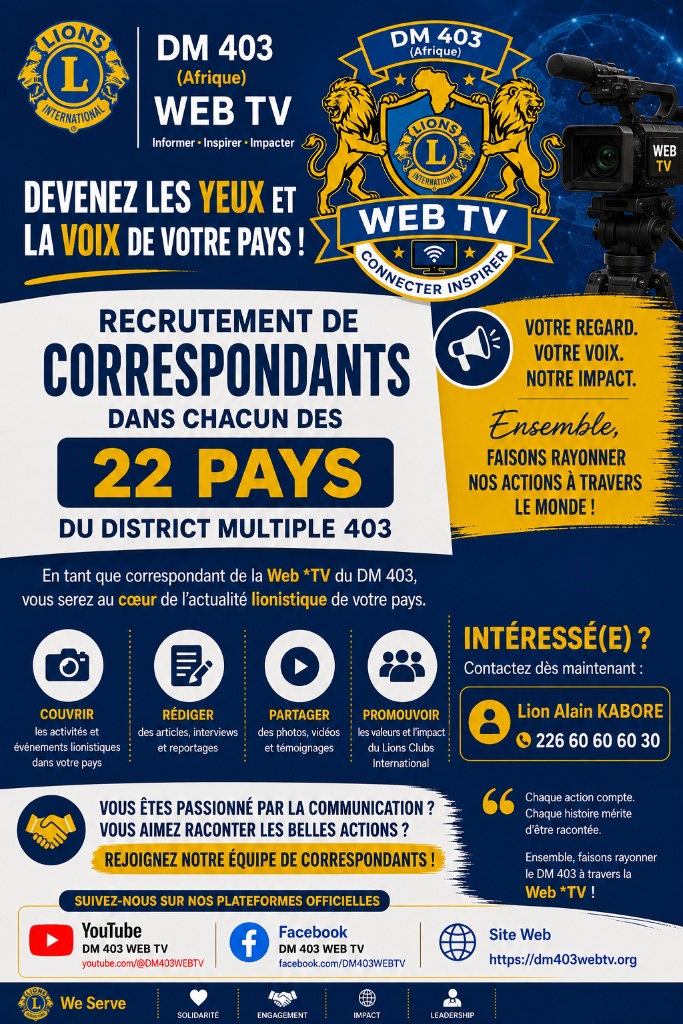 Affiche recrutement correspondants DM 403 Web TV – 22 pays d'Afrique